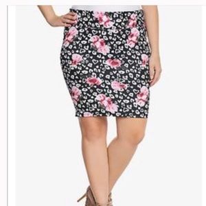 Torrid Leopard print with roses skirt